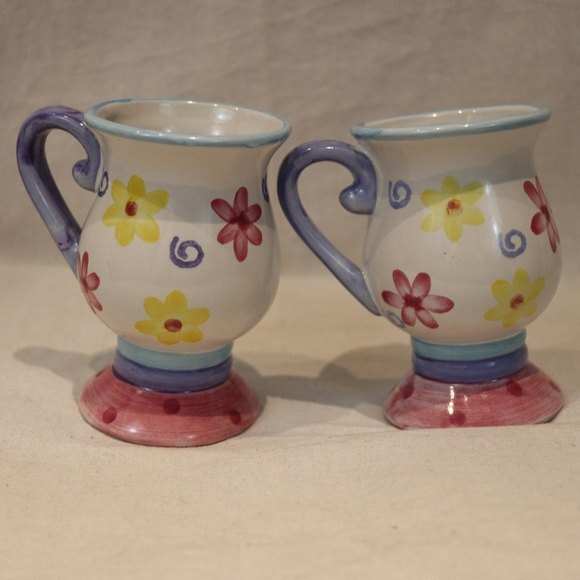Floral Cermaic Mugs Set Kitchy Cute Coffee Tea Mugs Matching Set - Picture 3 of 8